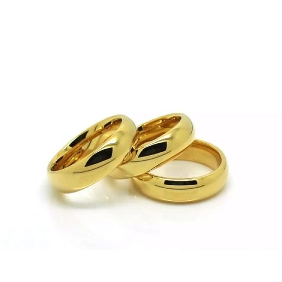 Tungsten Carbide 18k Gold Polish Wedding Band Ring - Picture 2 of 4